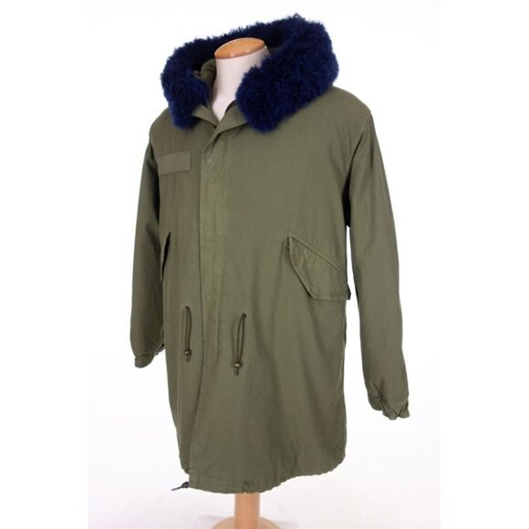MR & MRS ITALY New Army Parka Quilt Alpaca Fur Mens S Blue France - Picture 10 of 12